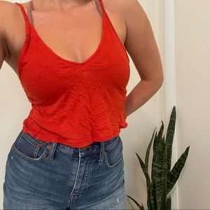 UO Red flowy cropped tank